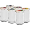 300 ml purgid värvilise keeratava kaanega fi 66 - 6 tk. ['hoidistepurgid', ' 300 ml purgid', ' purgikomplekt', ' purgid hoidiste jaoks', ' purgid värviliste kaantega', ' värvilised kaaned', ' kompottide jaoks', ' mooside jaoks']