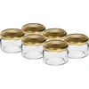 Madal 200 ml purk - kuldse kaanega fi 82/6, 6 tk. ['madal purk', ' klaaspurk', ' 200 ml purk', ' twist-off-kaas', ' moosipurk', ' säilituspurk', ' kodused hoidised', ' purk heeringale', ' salatipurk', ' magustoidupurk']
