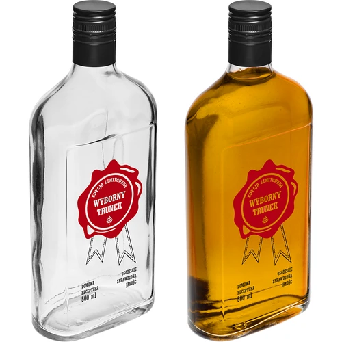 500 ml pudel keeratava korgiga, trükiga „Wyborny Trunek”, 1 tk - 5