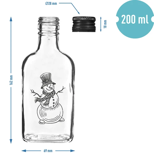 Plaskupudel 200 ml keeratava korgiga, trükiga „Lumememm”, 1 tk. - 5