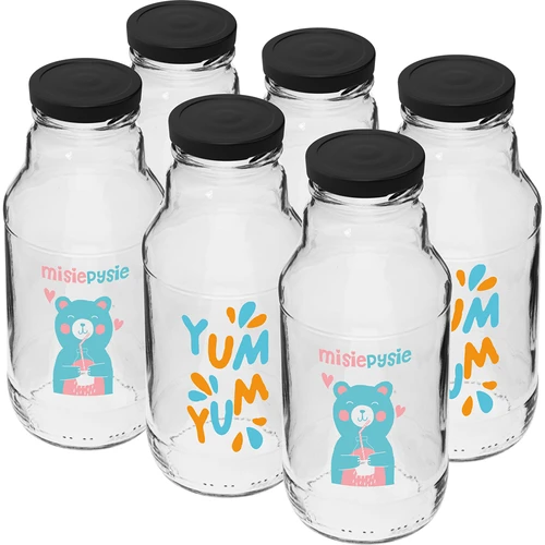 330 ml twist-off pudel fi43 keeratava korgi ja värvilise trükiga - 6 tk - 2