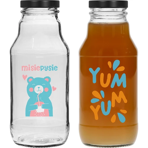330 ml twist-off pudel fi43 keeratava korgi ja värvilise trükiga - 6 tk - 5