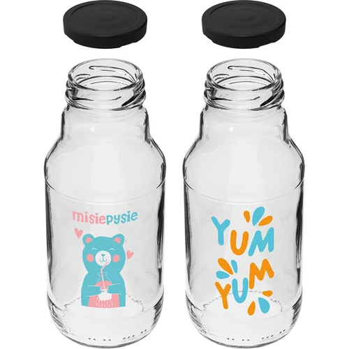 330 ml twist-off pudel fi43 keeratava korgi ja värvilise trükiga - 6 tk - 4
