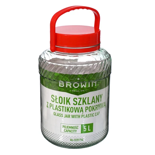 5 L klaaspurk plastikust kaanega - 5
