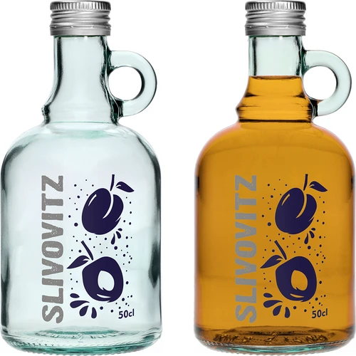 500 ml pudel keeratava korgi ja kahevärvilise Slivovitz-trükiga - 4 tk. - 4