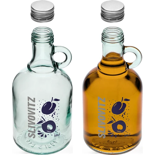 500 ml pudel keeratava korgi ja kahevärvilise Slivovitz-trükiga - 4 tk. - 5