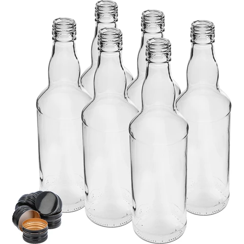 500 ml viinapudel, musta kruvikorgiga, 6 tk. - 2