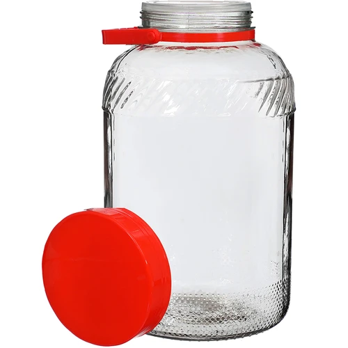 8 L klaaspurk plastist kaanega
