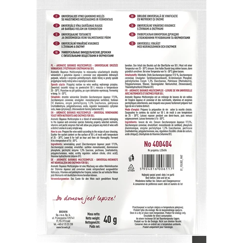 Aromatic Bayanus Multicomplex veini stardikomplekt, 40 g - 2