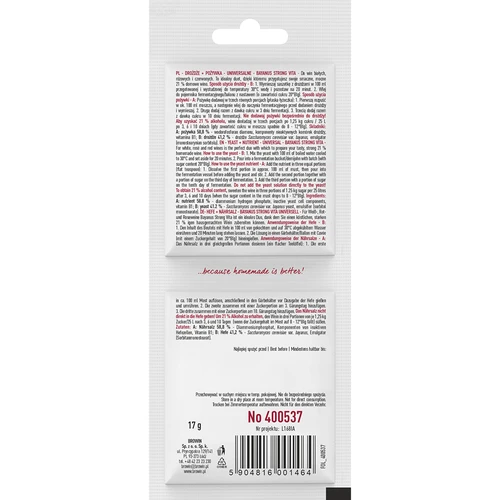 Bayanus-pärm + pärmi toiteaine - Universaalne - 21%, 17 g - 2
