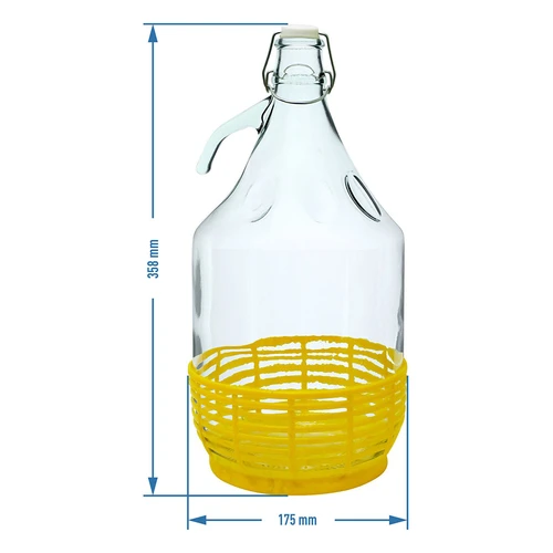 Dama klaasballoon 5 L - plastikkorv, traatsulgur - 2
