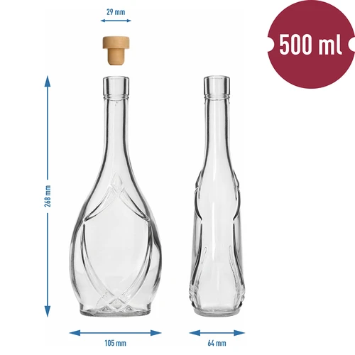 Dekoratiivpudel ICONA 500 ml, seenekujulise korgiga, 1 tk - 5