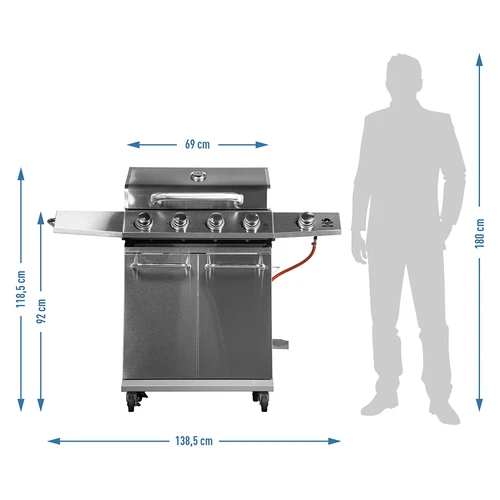 Gaasigrill dragON BBQ201, 18,8 kW, hõbedane - 12