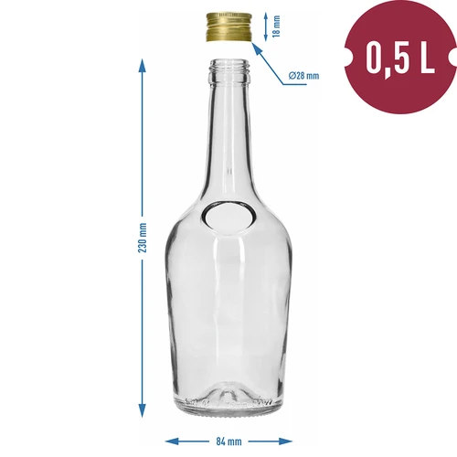 GLORIA pudel 0,5 l, kuldse keeratava korgiga fi 28, 1 tk - 6