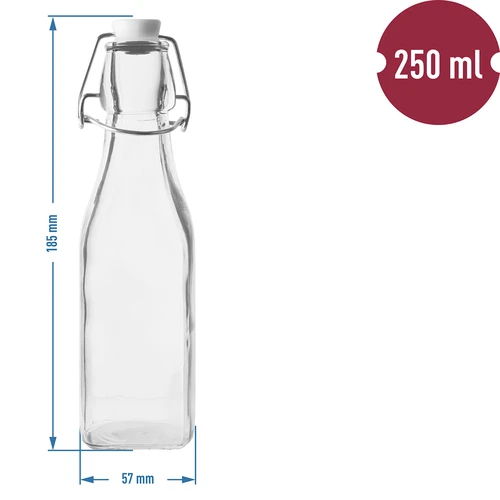 Hermeetiline ruudukujuline pudel 250 ml - 2