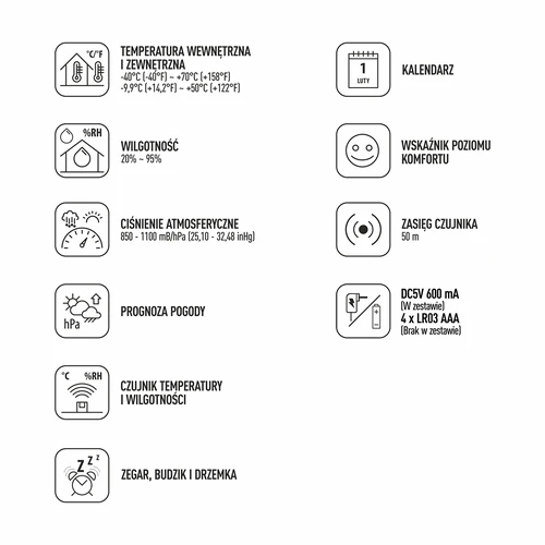 Ilmajaam (RCC,DCF) - elektrooniline, juhtmevaba, taustvalgustusega, anduriga, valge - 9