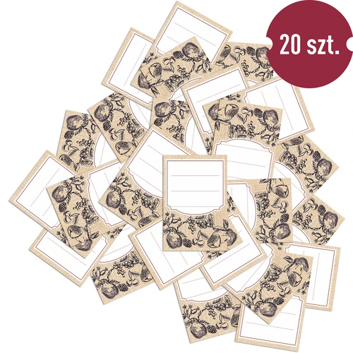 Iseliimuvad etiketid 60 × 90 mm pudelitele ja purkidele, puuviljade visand - 20 tk - 3