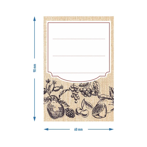 Iseliimuvad etiketid 60 × 90 mm pudelitele ja purkidele, puuviljade visand - 20 tk - 4