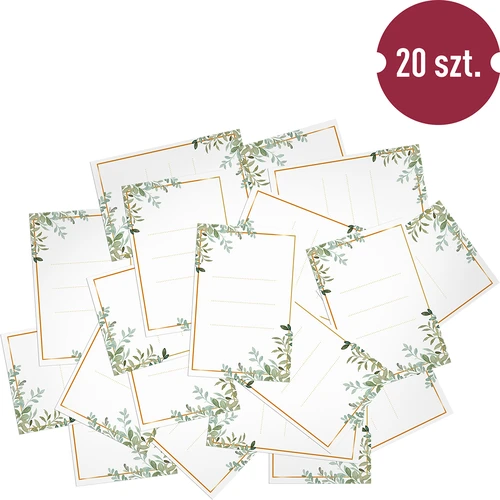 Iseliimuvad etiketid 60 × 90 mm pudelitele, purkidele, kingitustele, taimemustriga - 20 tk - 3