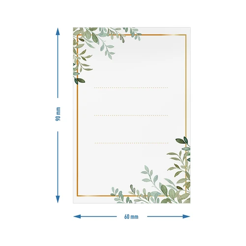 Iseliimuvad etiketid 60 × 90 mm pudelitele, purkidele, kingitustele, taimemustriga - 20 tk - 4
