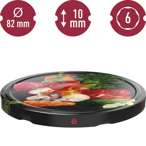 Keeratav purgikaas fi82/6 köögiviljamotiiviga mustal taustal - 10 tk. - 3
