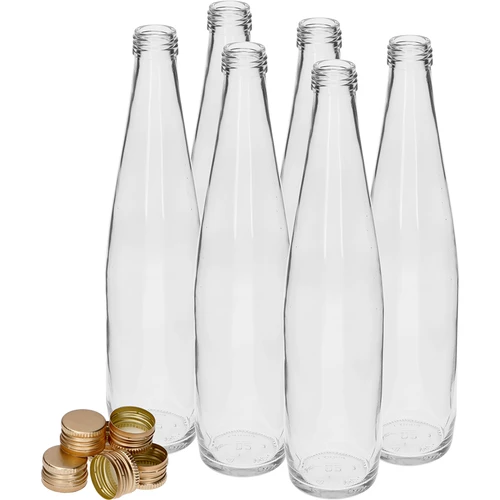 Klubipudel 500 ml kuldse keeratava korgiga, komplektis 6 tk. - 2
