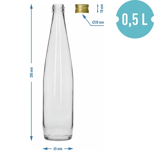 Klubipudel 500 ml kuldse keeratava korgiga, komplektis 6 tk. - 7