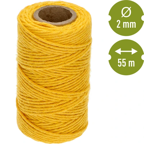 Kollane puuvillane nöör 2 mm/55 m/100 g - 4