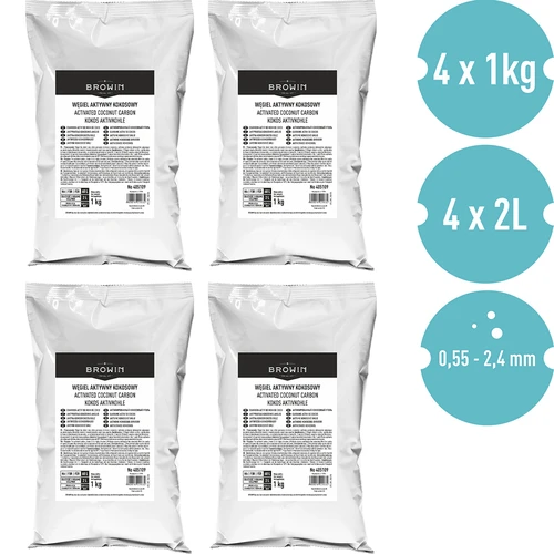 Kookospähkli kestast aktiivsüsi 1 kg x 4 - komplekt - 2