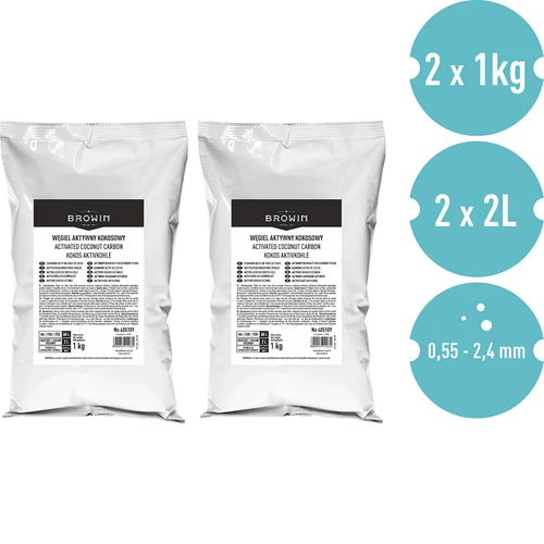 Kookospõhine aktiivsüsi 1 kg x 2 - komplekt - 2