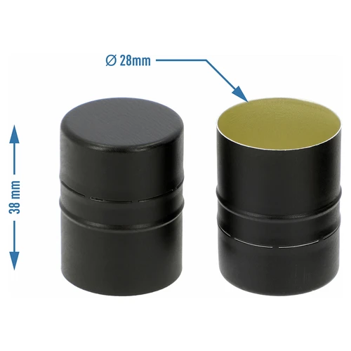 Kruvikork pudelitele fi28/38, must, 8 tk. - 4