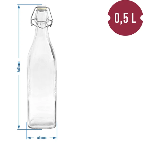 Kwadrat-pudel hermeetilise sulguriga 0,5 L - 2