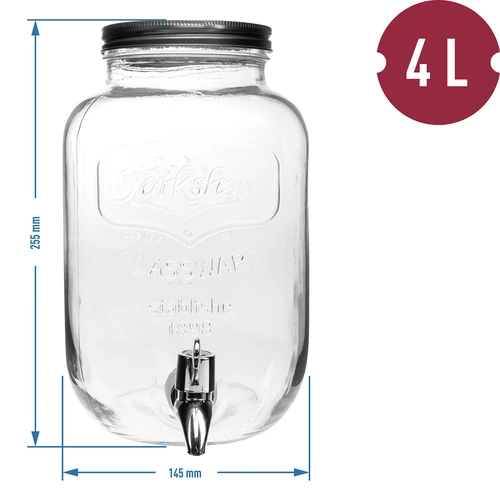 Limonaadipurk, kraaniga - klaasist, 4 l - 5