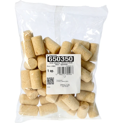 looduslik kork, silindriline d.22x38 50 tk - aglomeraat - 2