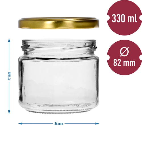 Madal 330 ml purk - kuldse kaanega, fi 82/6, 6 tk - 7