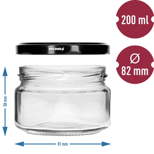 Madal purk 200 ml - musta kaanega fi 82/6, 6 tk. - 5