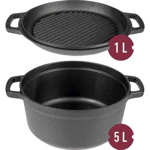 Malmpott koos panniga, 5 L + 1 L - 2