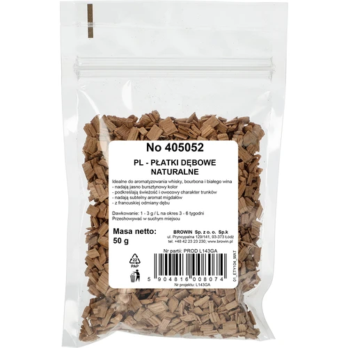 Naturaalsed tammehelbed alkohoolsete jookide aromatiseerimiseks (viski, valge vein), 50 g - 2