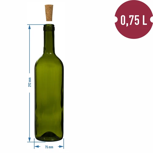 Oliiviroheline veinipudel 0,75 l - kilesse pakendatud 8 tk - 6