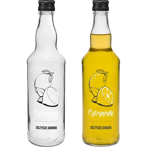 500 ml pudel keeratava korgiga, trükiga „Cytrynówka”, 1 tk