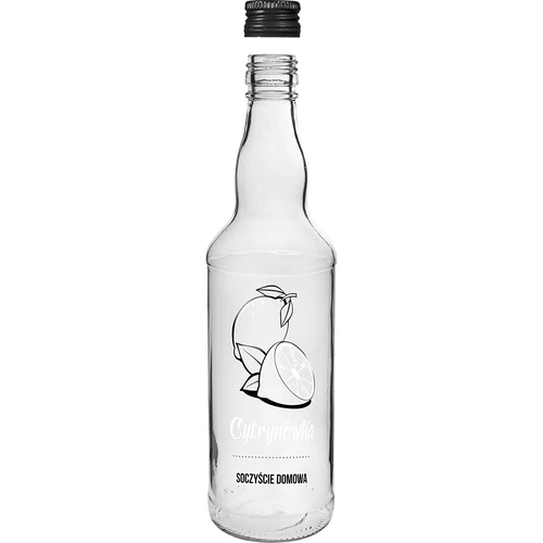 500 ml pudel keeratava korgiga, trükiga „Cytrynówka”, 1 tk - 2