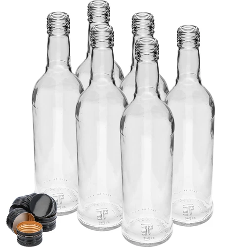 Pudel 500 ml, saleda kujuga, musta kruvikorgiga, viina jaoks, 6 tk. - 3