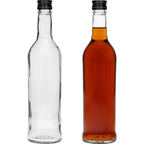 Pudel 500 ml, saleda kujuga, musta kruvikorgiga, viina jaoks, 6 tk. - 5