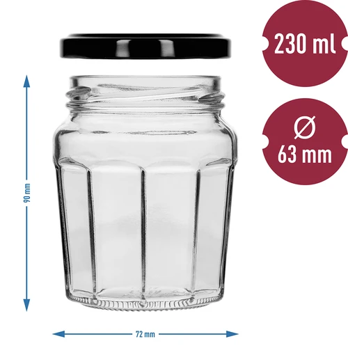 Purk Konfitura 230 ml musta kaanega fi63/4 - 6 tk - 8