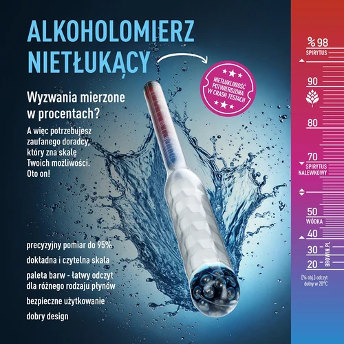 Purunematu alkoholomeeter koos katseklaasiga, mõõtevahemik 20-98% - 6