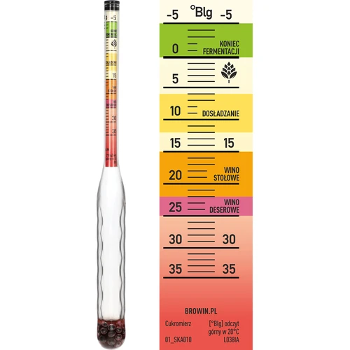 Purunemiskindel sahharomeeter proovitoruga, mõõtevahemik: -5-35°Blg - 3
