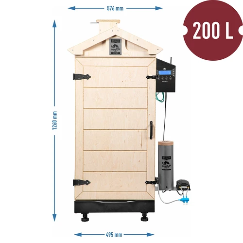 Raamita dragON PLYWOOD NATURE suitsutuskapp Wi-Fi-kontrolleriga, 200L - 8