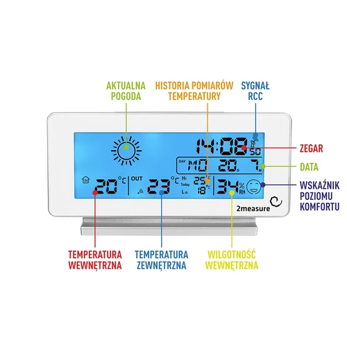 RCC, DCF ilmajaam – elektrooniline, juhtmevaba, taustvalgustusega andur, valge - 7