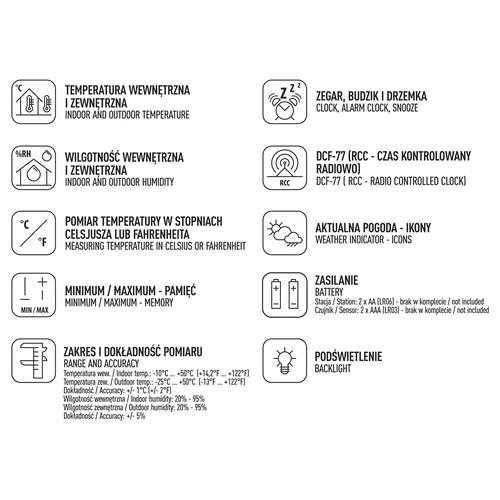 RCC-ilmajaam – elektrooniline, juhtmevaba, taustvalgustusega anduriga, must - 11