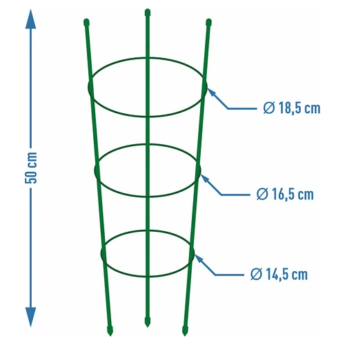 Rõngastikuga taimetugi, 3 rõngast, 0,5 m - 2